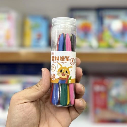 مداد شمعی سنگی 12 رنگ استوانه ای
